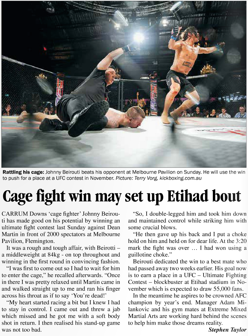Screen Shot 2015 03 31 at 1.42.41 pm - Resident fighter, John Beirouti, speaks to the Frankston Times about UFC aspirations